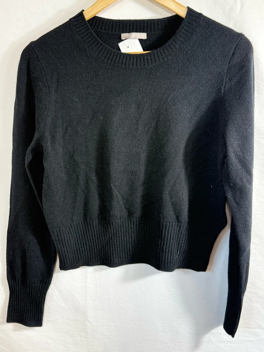 J Crew 100% Cashmere Black Crewneck Cropped fit Women's Sweater